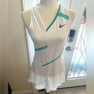 Nike Court Dri-FIT Women's Tennis Dress, White/Washed Teal/Wolf Grey